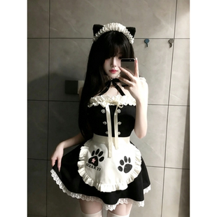 甜美可爱小猫女仆裙子装辣妹套装围裙纯欲少女COS服装设计感减龄