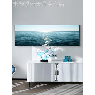 网红光粼粼大海水面装饰画水波纹平静海浪蓝色客厅卧室挂沙发画横