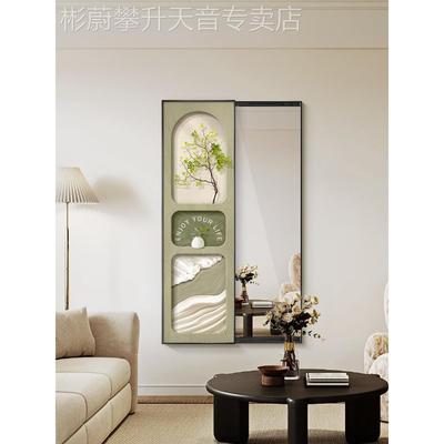 网红现代简约隐藏全身式镜玄关挂画推拉隐形穿衣镜卧室高档子装饰