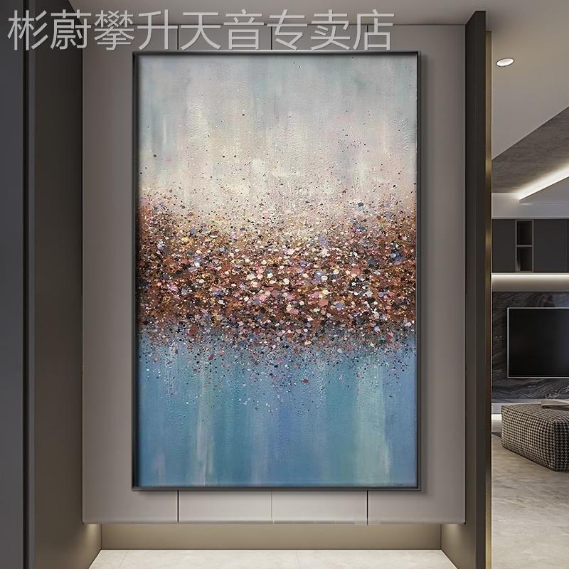 网红手绘油沙画高级感抽象客厅发景墙装饰画极简肌理感背入户玄关图片