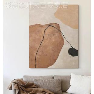 网红.手绘油画肌理侘寂风客厅代约大现幅抽象挂画简餐厅玄关装 饰