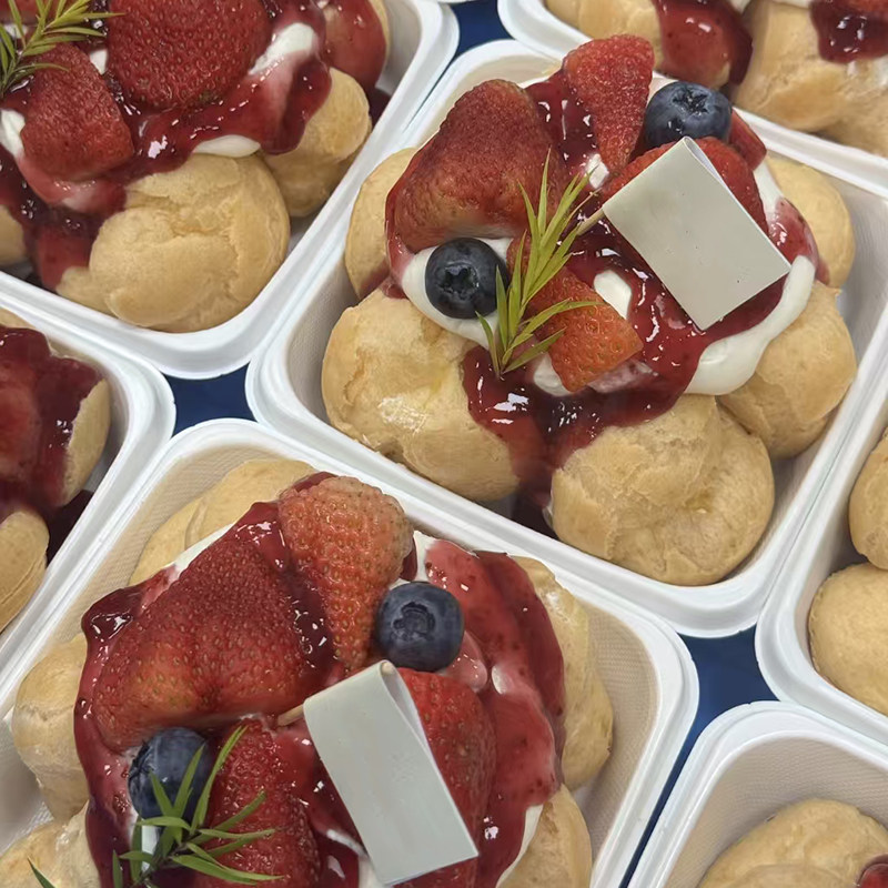 透明水果大泡芙包装盒切块提拉米苏蛋糕盒抹茶奶油西点盒打包盒子