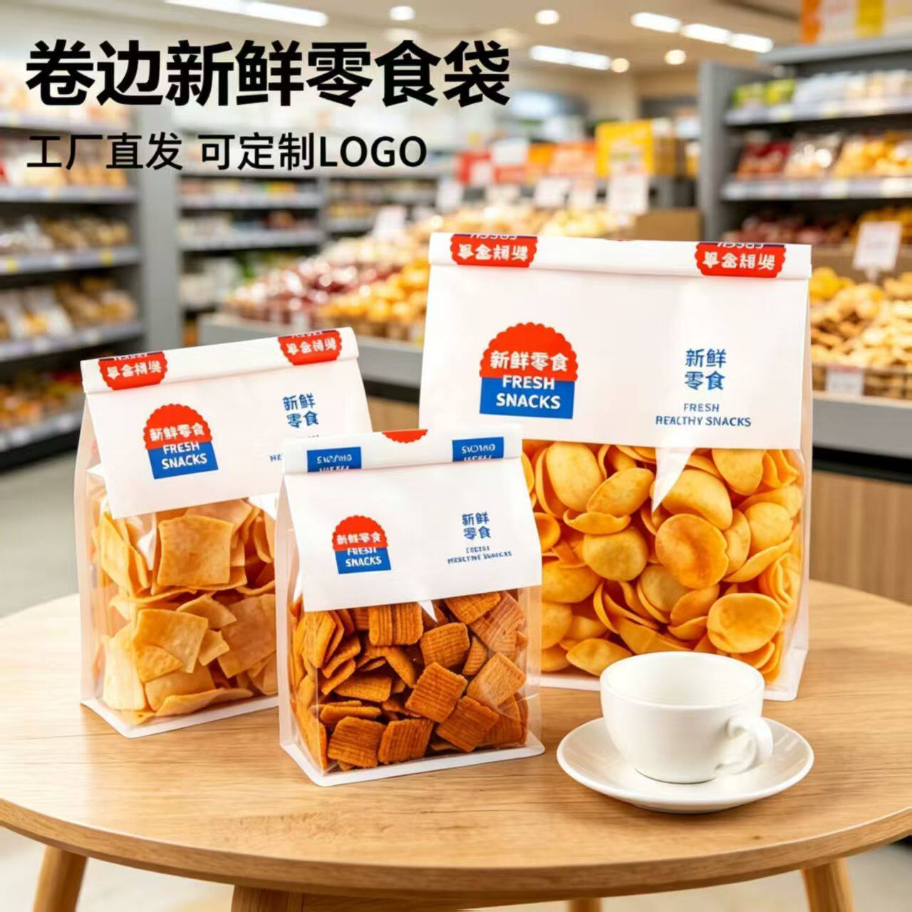 网红金粒门同款零食包装袋烘焙干果点心炒货锅巴薯片面包自封袋子