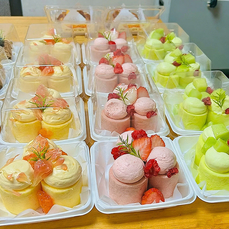 奶油蛋糕卷包装盒拿破仑甜品打包盒一次性加厚盒子烘焙车轮泡芙盒