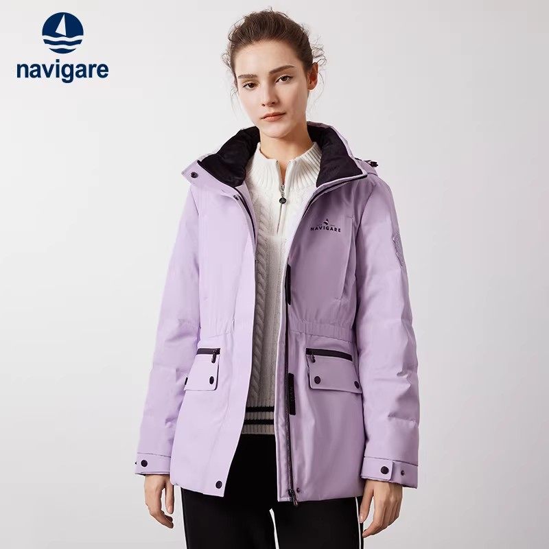【三防】Navigare意大利小帆船紫色休闲羽绒服女冬季保暖外套