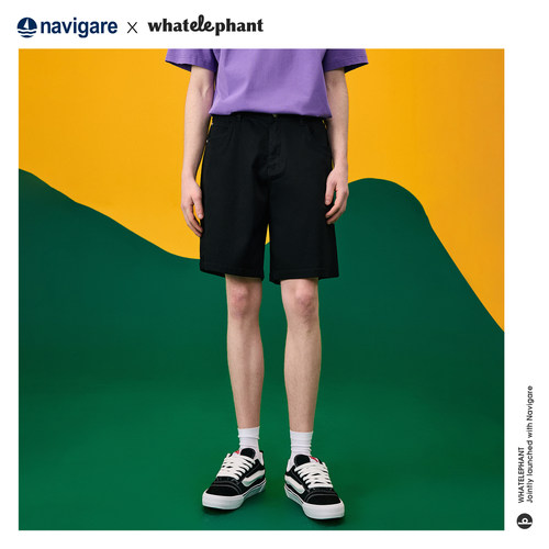 Navigare时尚阔版牛仔短裤
