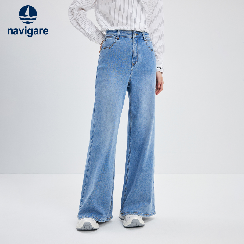小帆船蓝色休闲牛仔裤