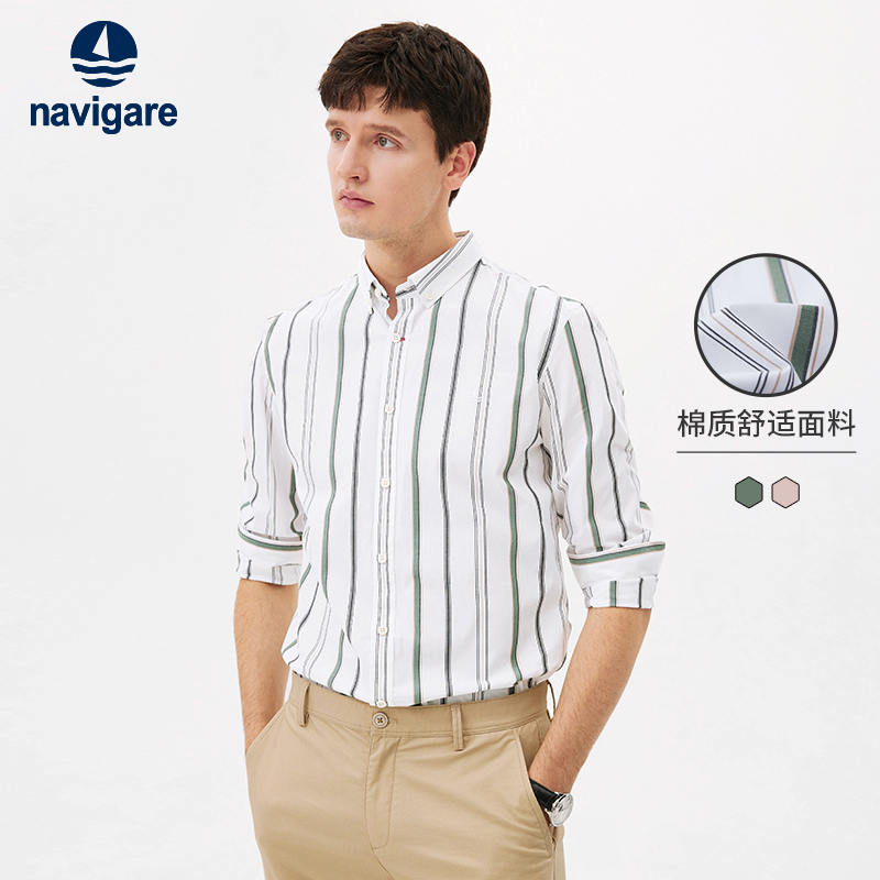 意大利小帆船扣角尖领长袖衬衫