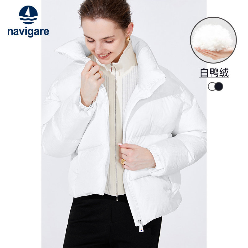 Navigare意大利小帆船冬季白鸭绒羽绒服女黑色休闲短款外套,女装/女士精品,羽绒服,淘宝优惠券,粉丝福利购,淘宝优惠卷