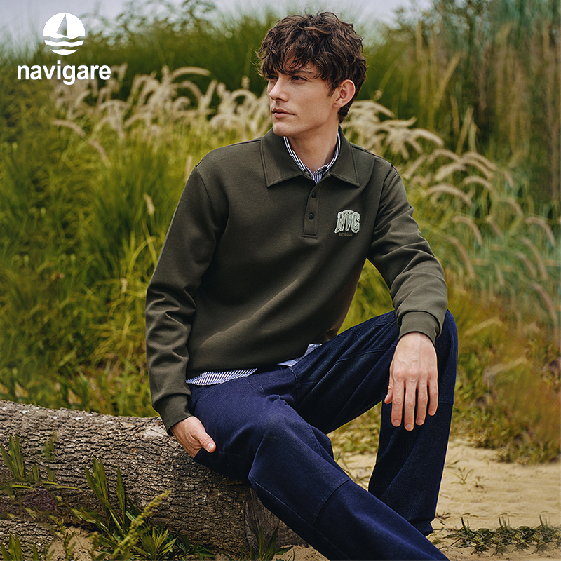 Navigare半开领通勤高弹卫衣