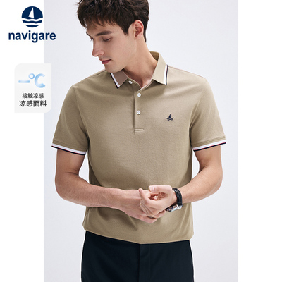 小帆船休闲通勤翻领t恤