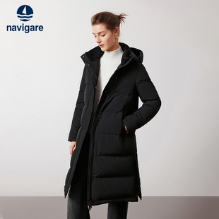 [三防]Navigare意大利小帆船白鸭绒羽绒服女士长款面包服保暖外套