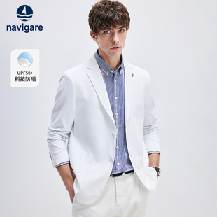 外套男士 西装 Navigare意大利小帆船灰色薄款 休闲西服 防晒