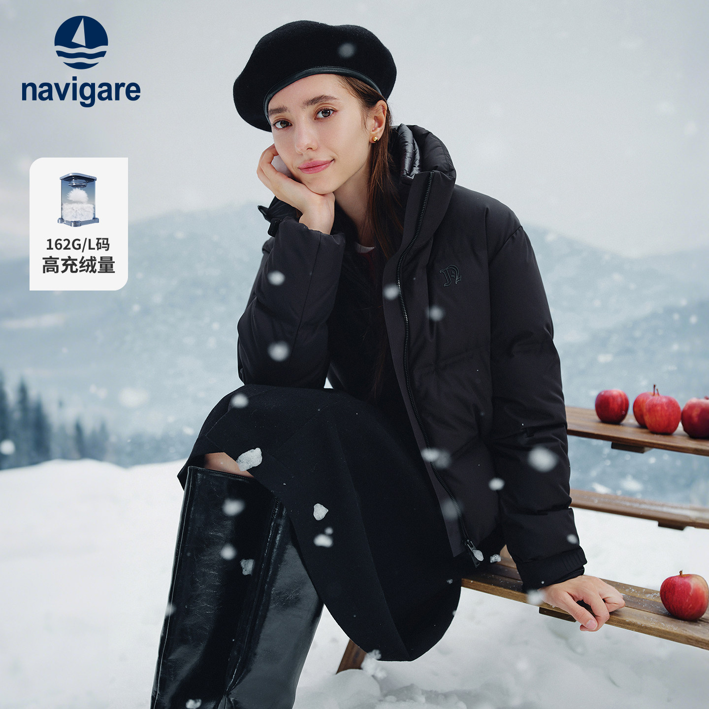 [领航者系列]Navigare小帆船黑色羽绒服女25冬季新品短款加厚外套,女装/女士精品,羽绒服,淘宝优惠券,粉丝福利购,淘宝优惠卷