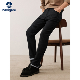 子黑色直筒裤 Navigare意大利小帆船休闲裤 小脚裤 仿牛仔裤 子 男士