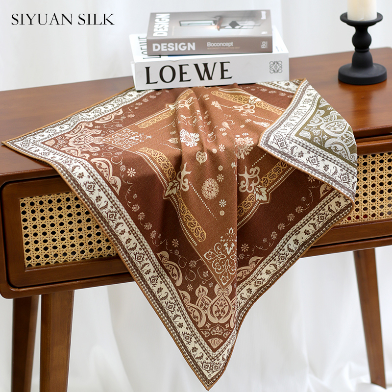 新款复古双面丝毛中方巾羊毛桑蚕丝丝巾文艺出游秋夏旅游百搭高级