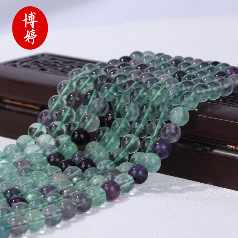 天然手工diy绿萤石散珠图片