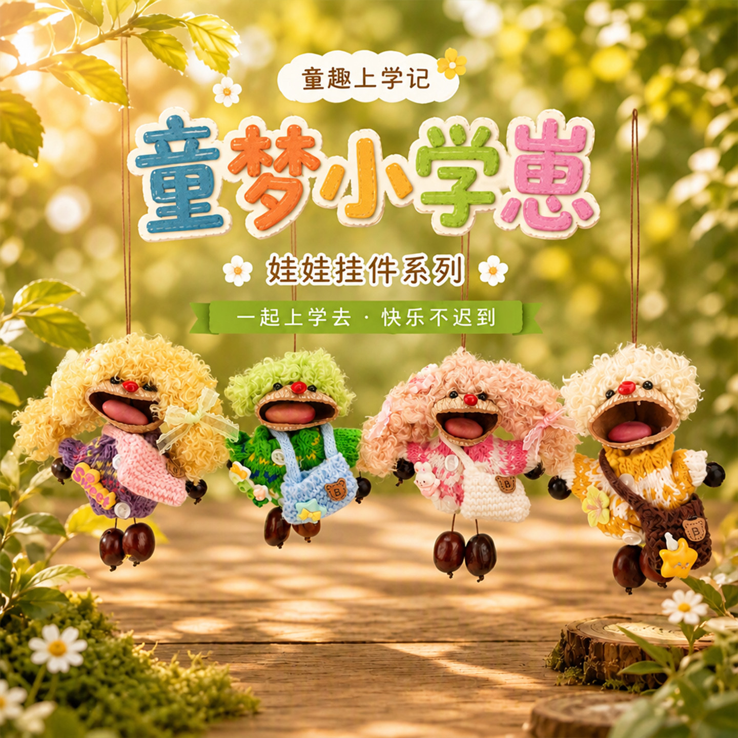 童梦小学崽娃娃挂件可爱原木娃娃包包钥匙挂饰童趣手工＞其它首饰