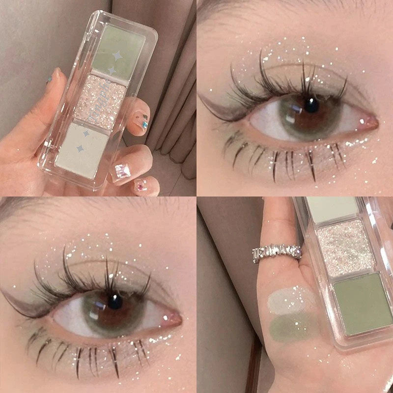 清凉一夏三色眼影盘珠光