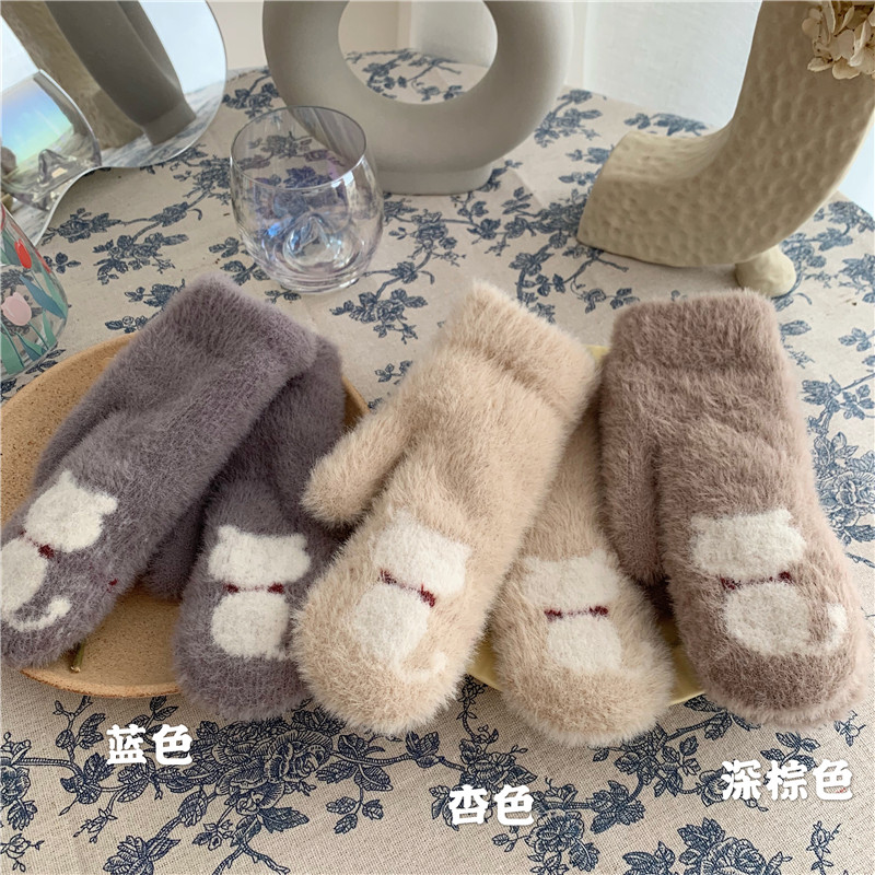 ins连指手套女可爱滑雪特