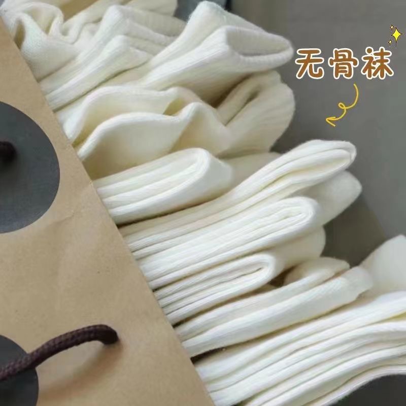 奶油白色堆堆袜子女中筒ins潮春秋款无骨袜黑色夏季薄款月子袜