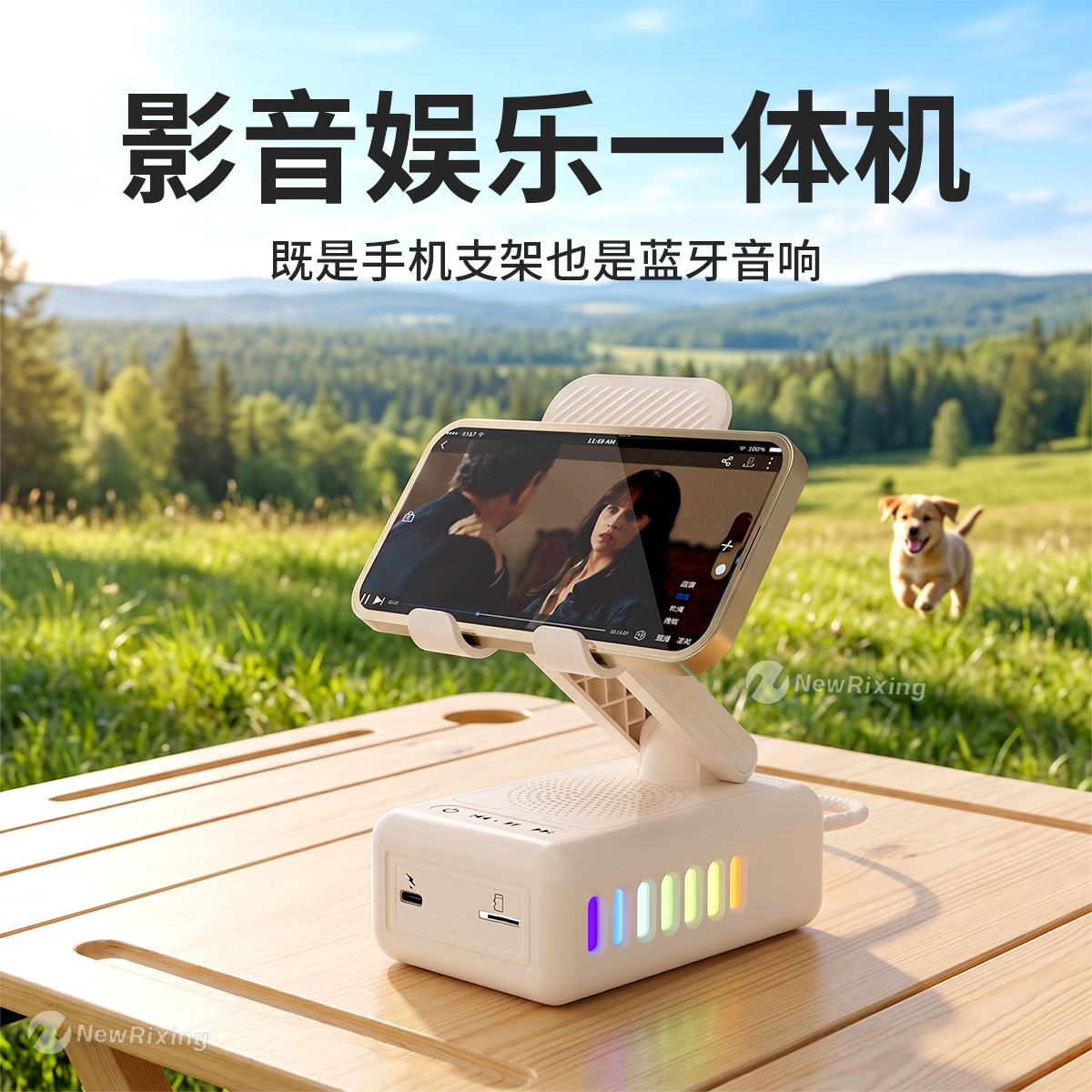 新乐欣手机支架无线蓝牙音响小型家用客厅便携式音箱低音炮大音量
