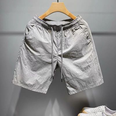 夏季薄款冰丝速干纯色外穿短裤男