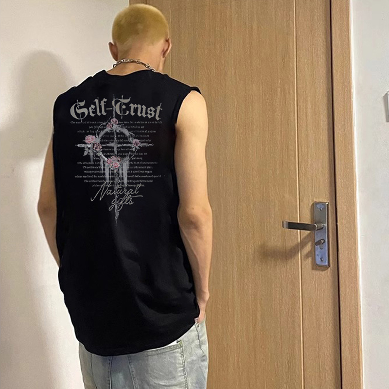 美式篮球背心男款夏季无袖t恤潮牌运动宽松大码外穿坎肩马甲汗衫