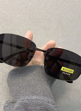 2025新款墨镜男士开车钓鱼偏光镜男潮流复古眼睛方形黑色太阳镜女