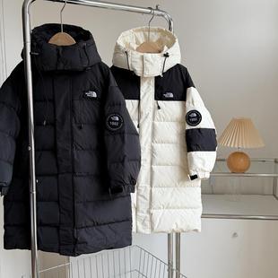 25冬装新品儿童徽章魔术贴长款过膝厚实羽绒服男女童户外保暖服