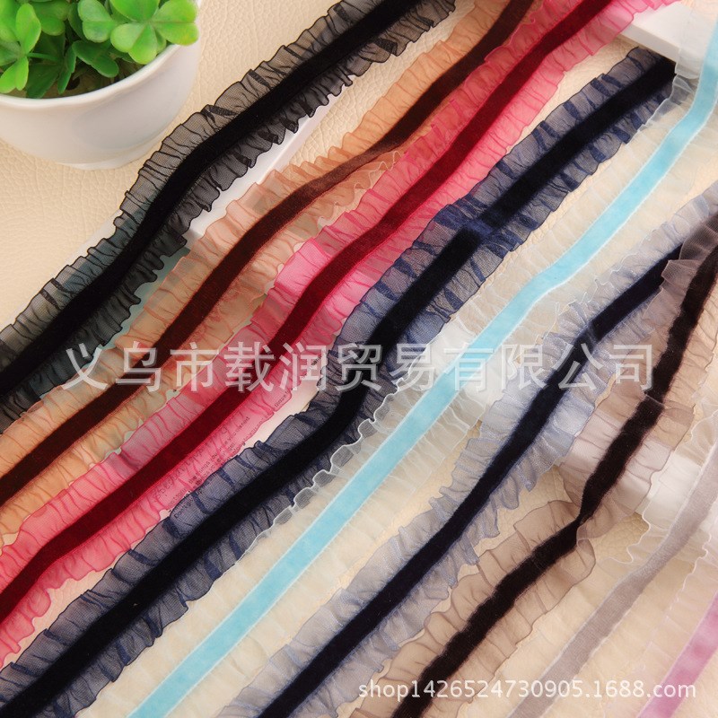 织带花边植绒雪纱丝带DIY手工发饰H颈链服饰礼帽装饰材料配件