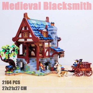 拼图拼搭中世纪铁匠铺街景建筑成人高难度拼装中国积木Y男孩子玩