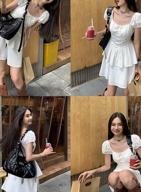 辰米范 白色吊带连衣裙女新款夏季气质a字短款蛋糕裙收腰显瘦裙子