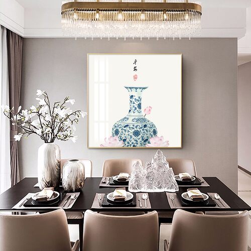 新中式走廊过道装饰画入户玄关画正方形J现代简约壁画客厅招财挂