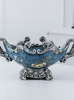 欧式复古客厅环保树脂果盘果篓意式轻奢个性茶几摆件美式创意实用