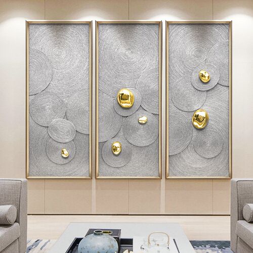 现代简约欧式新中式实物装饰画客厅玄关酒店沙发背景墙Y三联挂壁