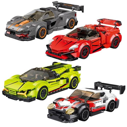 澳可积木八格赛车DIY手工拼装益智超跑模型车 儿童玩具礼物摆件