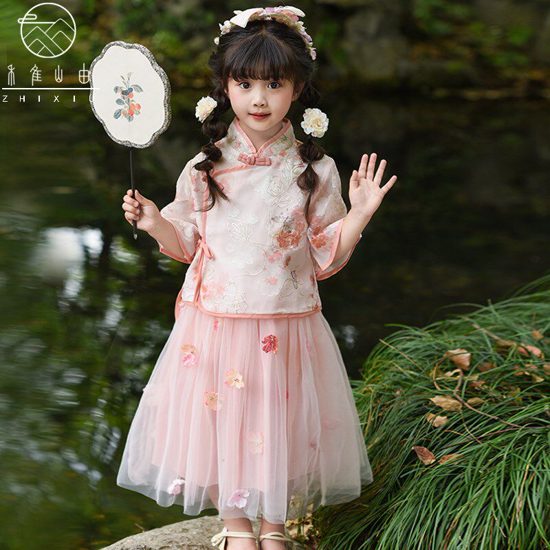 女童汉服2025夏装新款儿童古装套装裙中国风童装小女孩唐装演出服