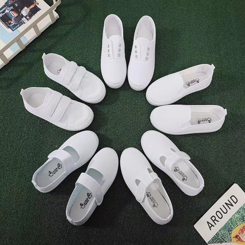 儿童帆布鞋女童小白鞋男童运动鞋白布鞋幼儿园Q室内小学生白色球