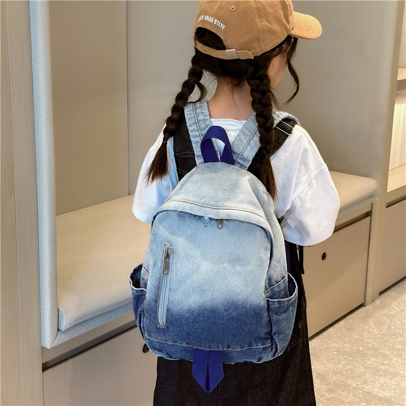 幼儿园儿童书包大容量牛仔潮酷小男孩G双肩包女童宝宝出游时尚背