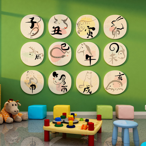 十二生肖贴纸幼儿园创意环创墙面主题文化墙装饰楼梯走廊布置墙贴