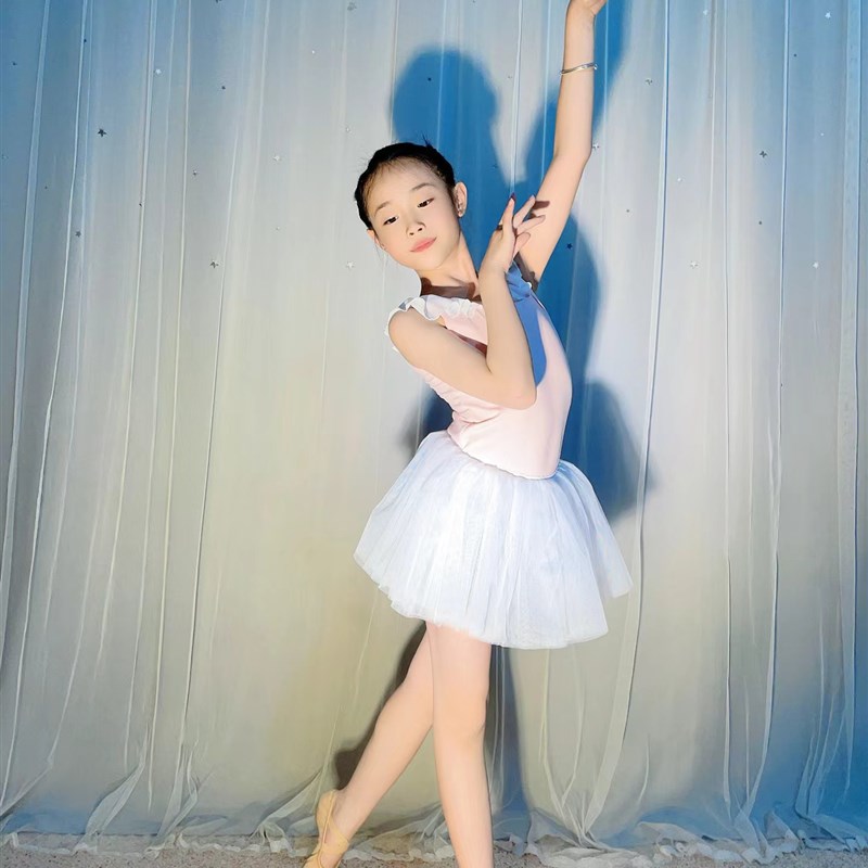 女孩形体服无袖荷叶领芭蕾练功服装幼儿跳中国舞衣儿童舞蹈表演装