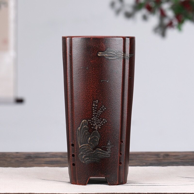 铁画轩紫砂花盆景盆小多肉花盆老桩悬崖签筒花盆紫砂花盆