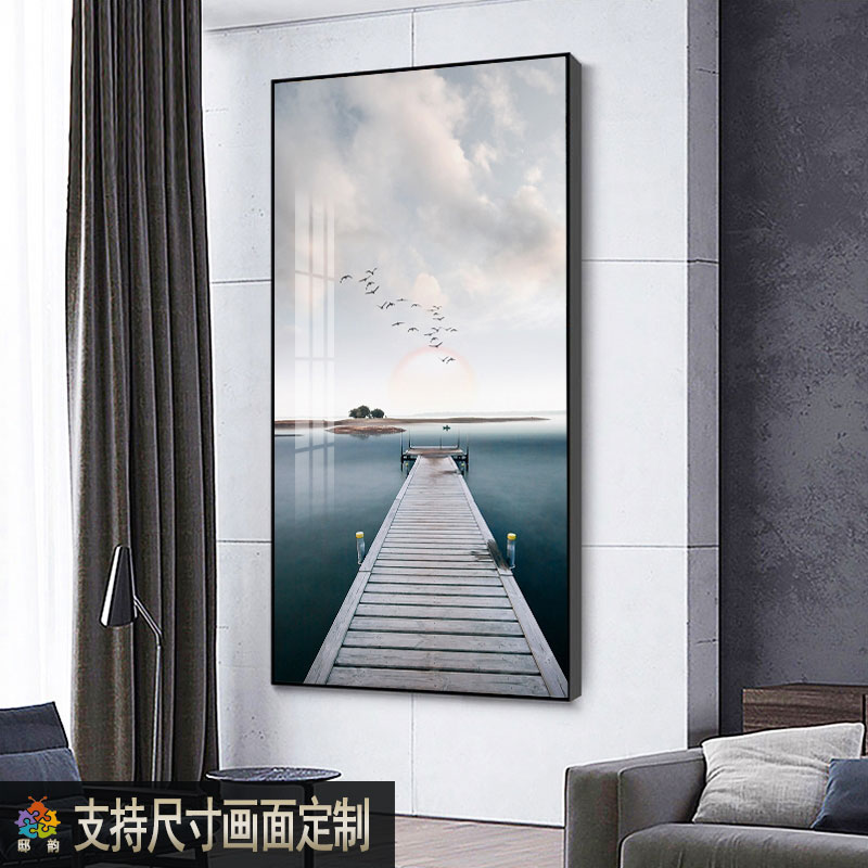 走廊过道楼梯装饰画现代简约w风景摄影挂画空间延伸感玄关壁画竖图片