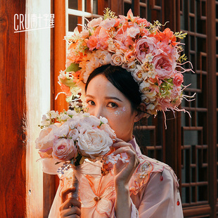 泉州浔埔簪花发箍成品假花绢花头饰民族风花环新中式 汉服配饰头箍