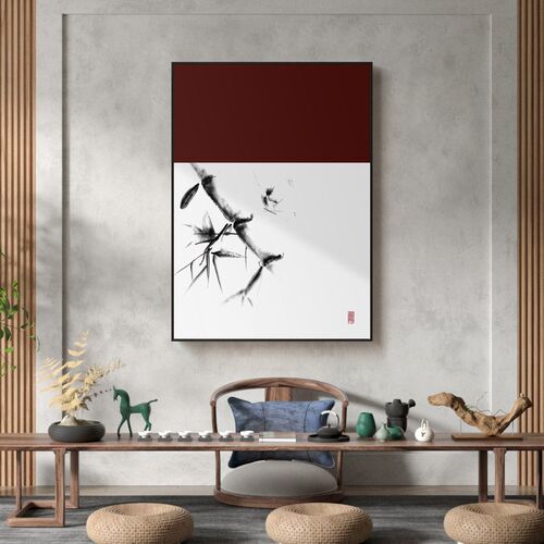 傲骨凌峰 新中式客厅装饰u画现代简约竖版壁画沙发背景墙玄关挂画