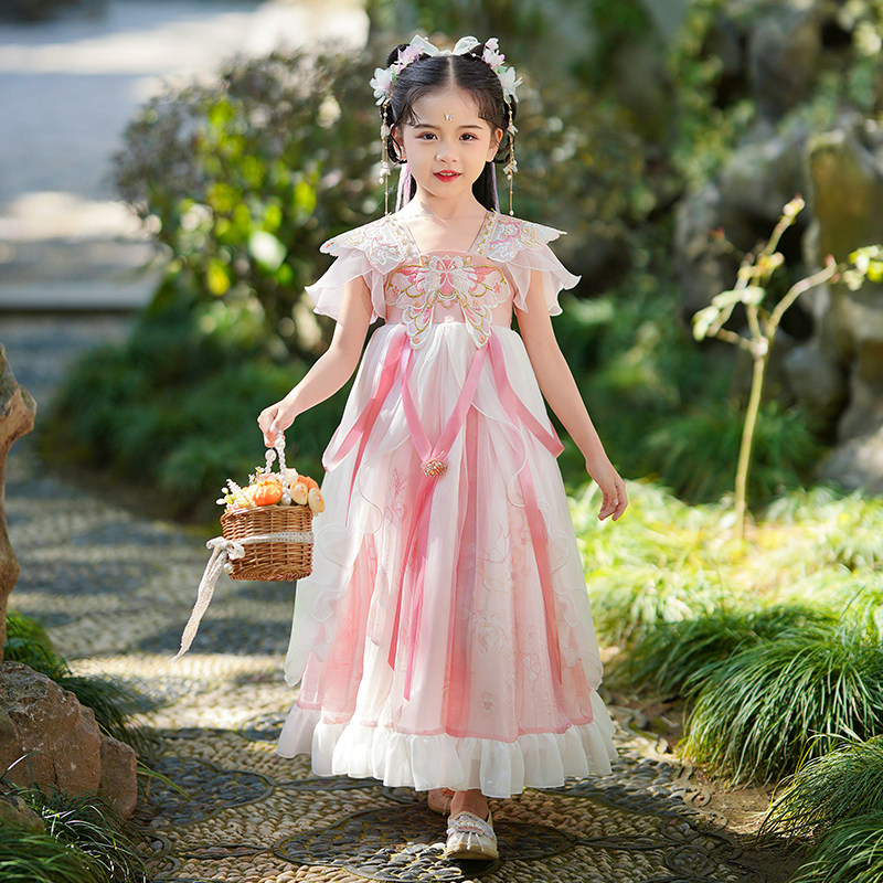 汉服女童连衣裙夏季2023夏装新款小女孩唐装公主裙夏儿童裙子夏款