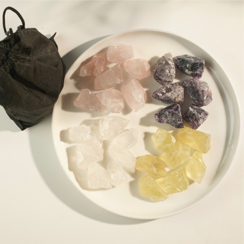 粉水晶300g原石扩香摆件磁场疗愈散无火香薰家用持久原碎矿石DIY