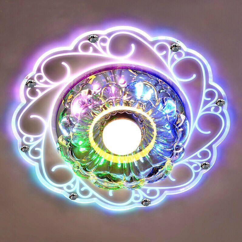 客厅彩色水晶过道灯led吸顶灯圆形门厅入户玄关阳台走廊灯具20cm