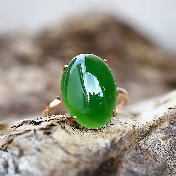 2024 새로운 고급 천연 오래된 소재 옥 반지 여성 얼음 마노 옥수 옥 반지 여성 옥 반지